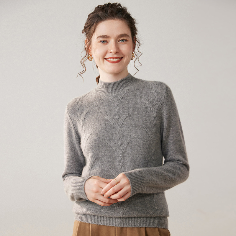 Ala Lan Half Turtleneck Cashmere Sweater 2025 Autumn and Winter New Women's Thick Bottoming Sweater Sweet Style Loose Sweater