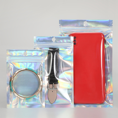 Laser ziplock bag, mobile phone case, jewelry, jewelry seal bag, yin and yang color changing, colorful laser packaging ziplock bag