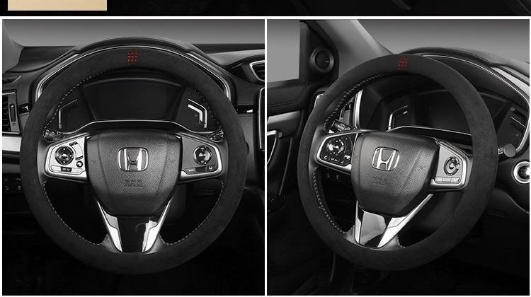 Unisex fur suede steering wheel cover, suitable for all seasons, sweat-absorbent, non-slip, breathable, warm, and stylish