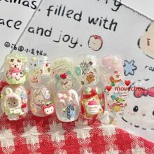 韩风ins短甲圣诞素材亮片贴纸转印纸可爱模具童趣美甲素材包