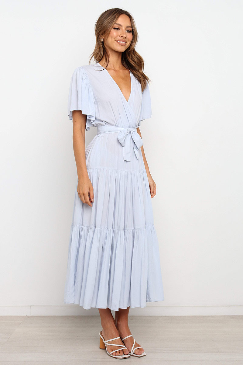 269g Weight Midi Dress Dress Length Type Short Sleeve Sleeve Length Princess Dress Dresses Type Regular Sleeve Sleeve Type Cotton, Polyester Fabric Type Mid Waist Waist Line Holiday, Daily, Selfie Occasion V Neck Neckline Regular Fit Fit Type Solid Color Pattern Summer Season Women's Gender Casual, Elegant, Streetwear Style Wholesale Women's Casual Elegant Streetwear Solid Color Holiday Daily Selfie V Neck Short Sleeve Princess Dress 35
