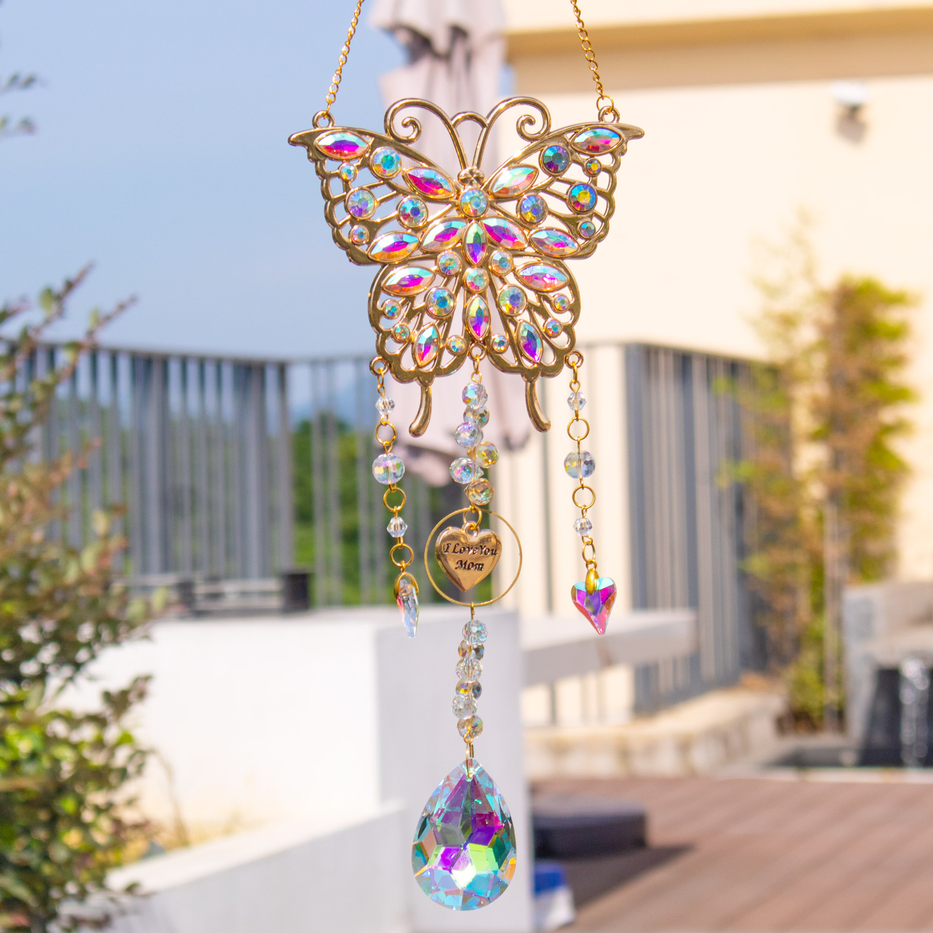 Capcană de soare cu fluture din cristal pentru grădină_voghion.com