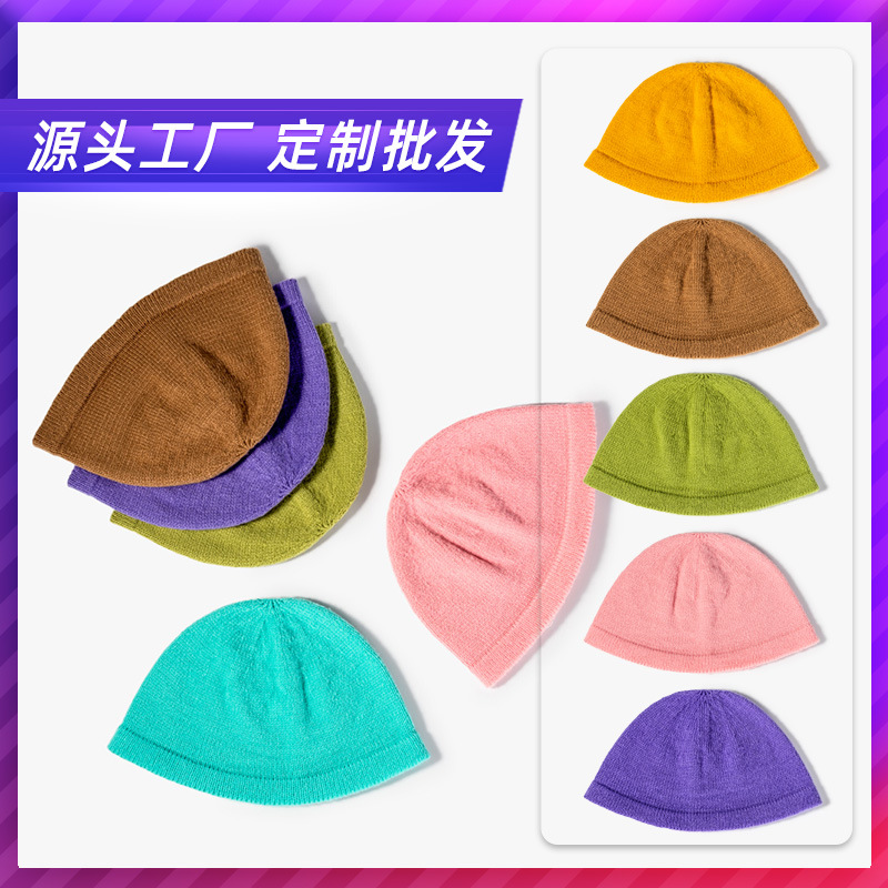 Sombrero de punto de piel de conejo de imitación para hombres y mujeres mismo estilo pareja europeo y americano Otoño e Invierno sombrero de punto sombrero de color caramelo moda todo partido