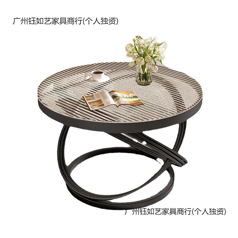 简约家用茶几北欧轻奢风钢化玻璃茶几水波纹客厅卧室阳台小型茶几|undefined