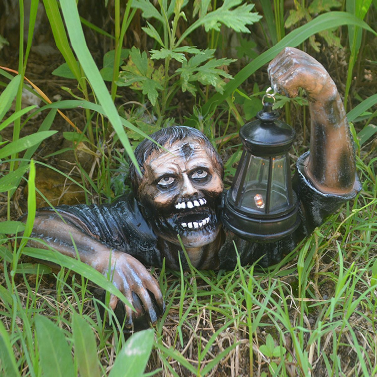 Halloween Ghost Festival Zombie Lantern Decoración de artesanía de resina Casa embrujada Jardín Decoración de terror Decoración Zombie Lantern