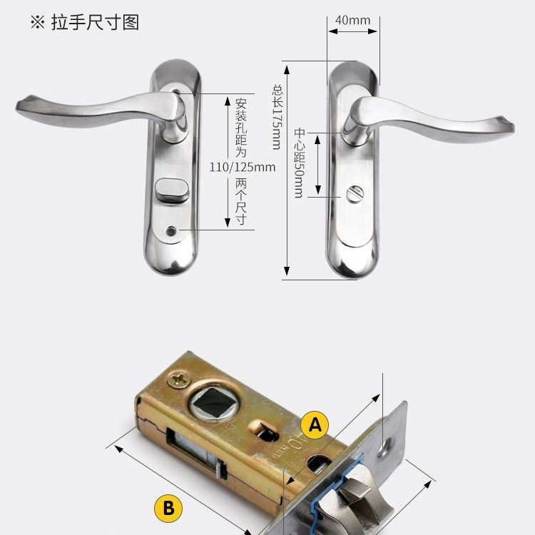 Ingeniería barato inodoro sola lengua cerradura de la puerta de aleación de aluminio de vidrio cerradura de la puerta al por mayor cerradura del inodoro nuevo anti-óxido esmerilado