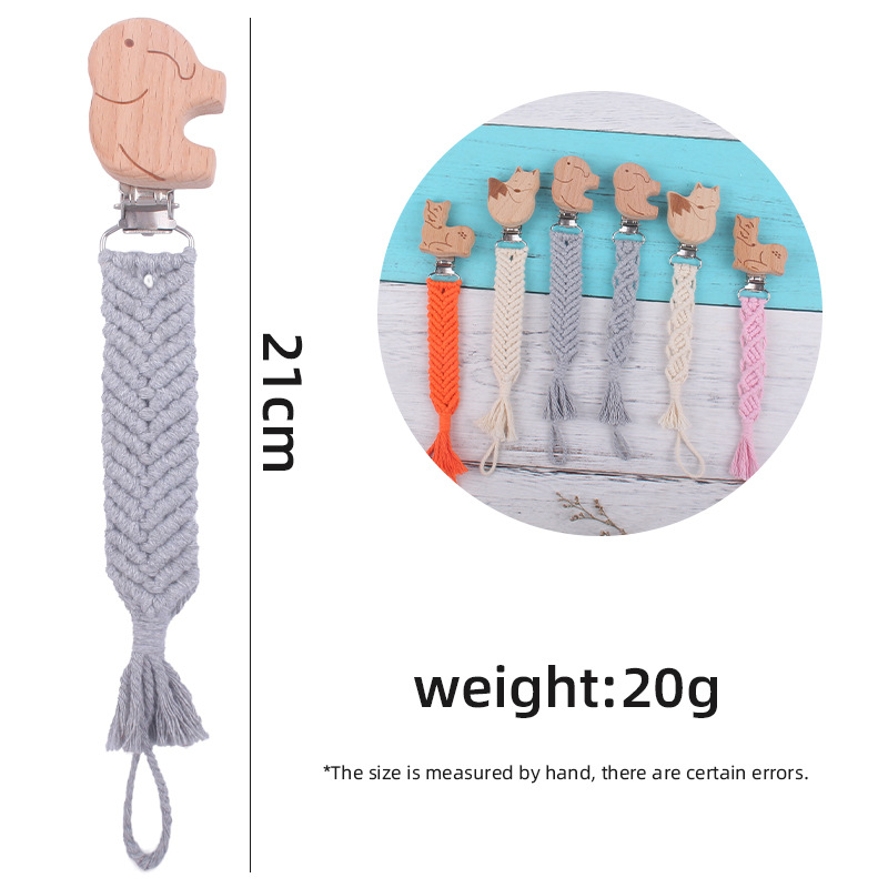 Bebé creativo haya animal chupete clip anti-gota Cadena de juguete mordedor nuevos niños hechos a mano cuerda de chupete tejida