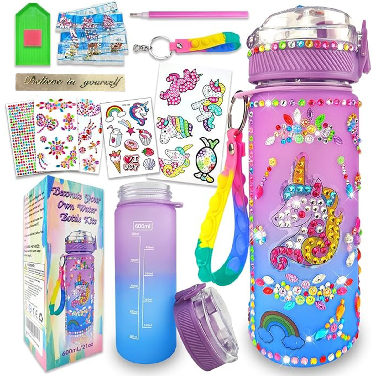 跨境亚马逊儿童手工玩具DIY水晶贴钻石画水瓶贴纸贴钻儿童水杯