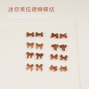 Mini Maillard Bow Internet Popular Nail Jewelry Bow Tie Resin Amber Nail Decoration Accessories