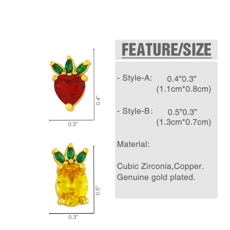 Cute Fruit Pineapple Strawberry  Diamond Earrings display picture 2