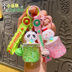 クリエイティブ漫画ビッグベリーカップ小動物流砂ボトルキーホルダーキーチェーンオイルギフトバッグペンダント卸売