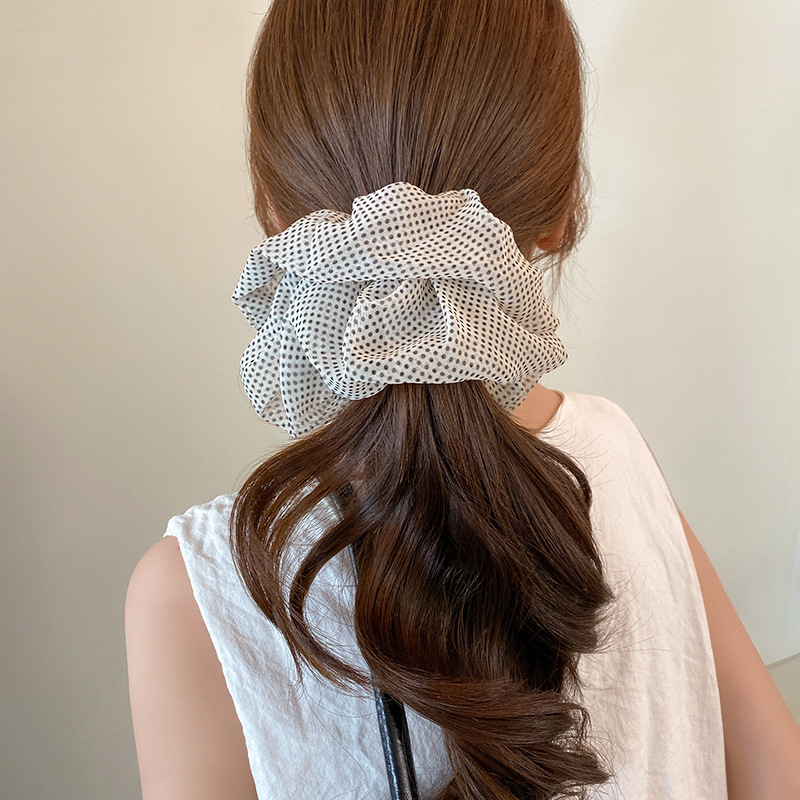 Retro estilo francés punto de onda anillo de cabello intestino grueso mujer alta elástica correa de cabello corda de cabello temperamento corda de cabello duradera adornamiento de cabello