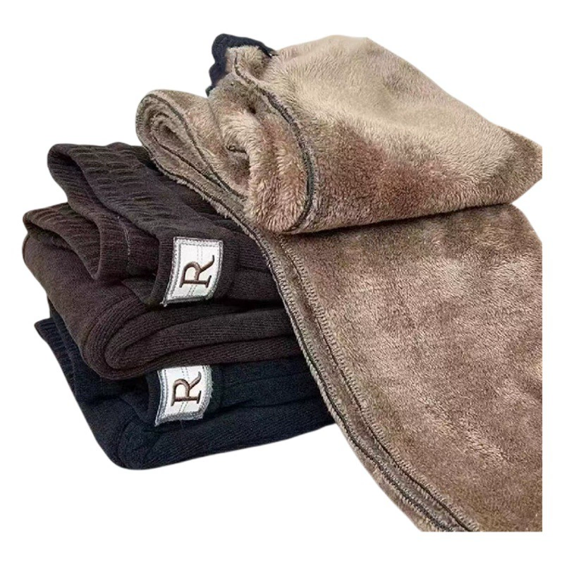 Утолщенные брюки из синели на флисовой подкладке, женские зимние кашемировые Свободные брюки больших размеров с высокой талией для мам, прямые повседневные брюки