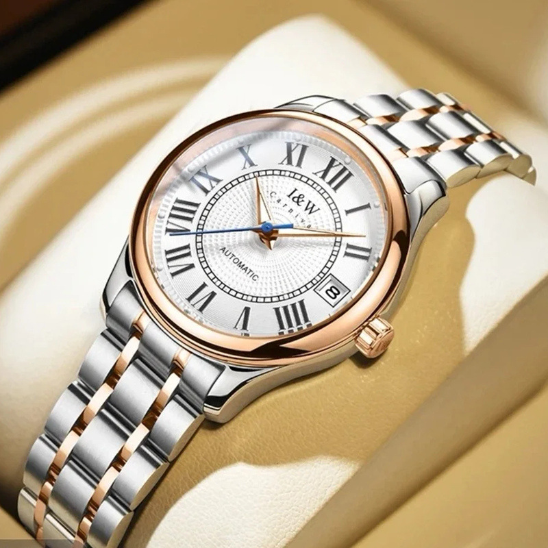 Manufacturer Wholesale Iw Watch Stainless Steel Women's Watch Automatic Mechanical Watch Women's Watch Steel Band Watch Simple Business Watch for Women
