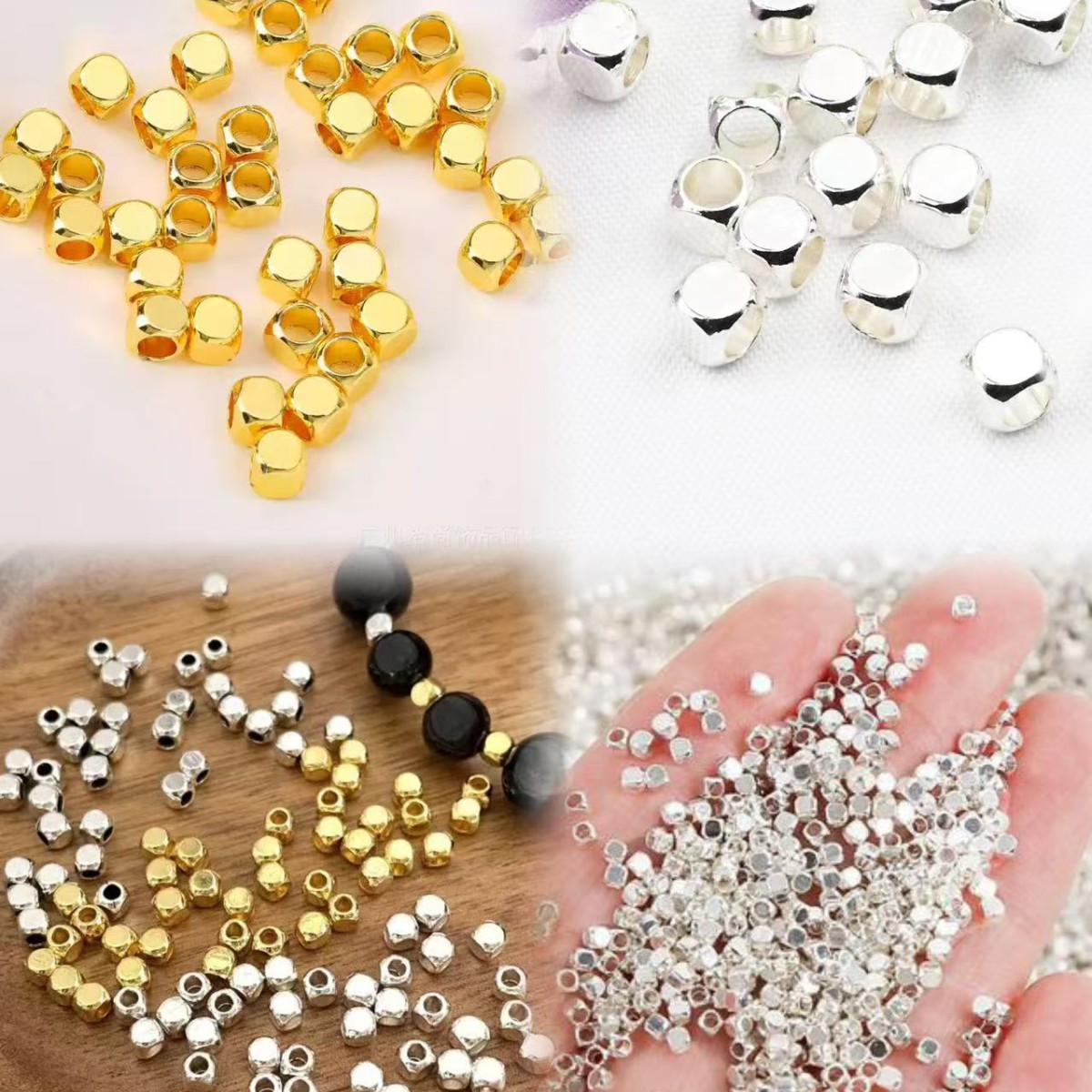 copper beads color-preserving glossy chamfered square beads square beaded beads diy beaded bracelet necklace large hole sugar beads