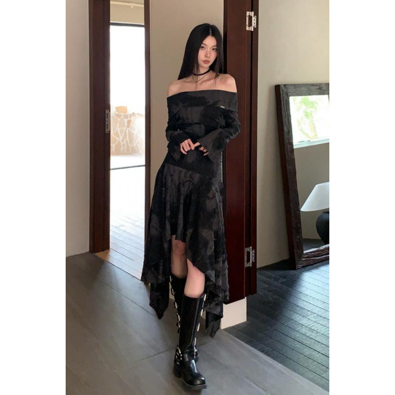 GraceChic In Stock Off-Shoulder Niche Wasteland Style Hot Girl Outfit Dress_voghion.com