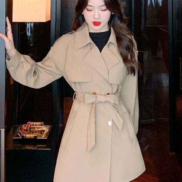 British Style Fashion Trench Coat 2025 Autumn and Winter New Trendy Double-Breasted Design Loose Slimming Coat