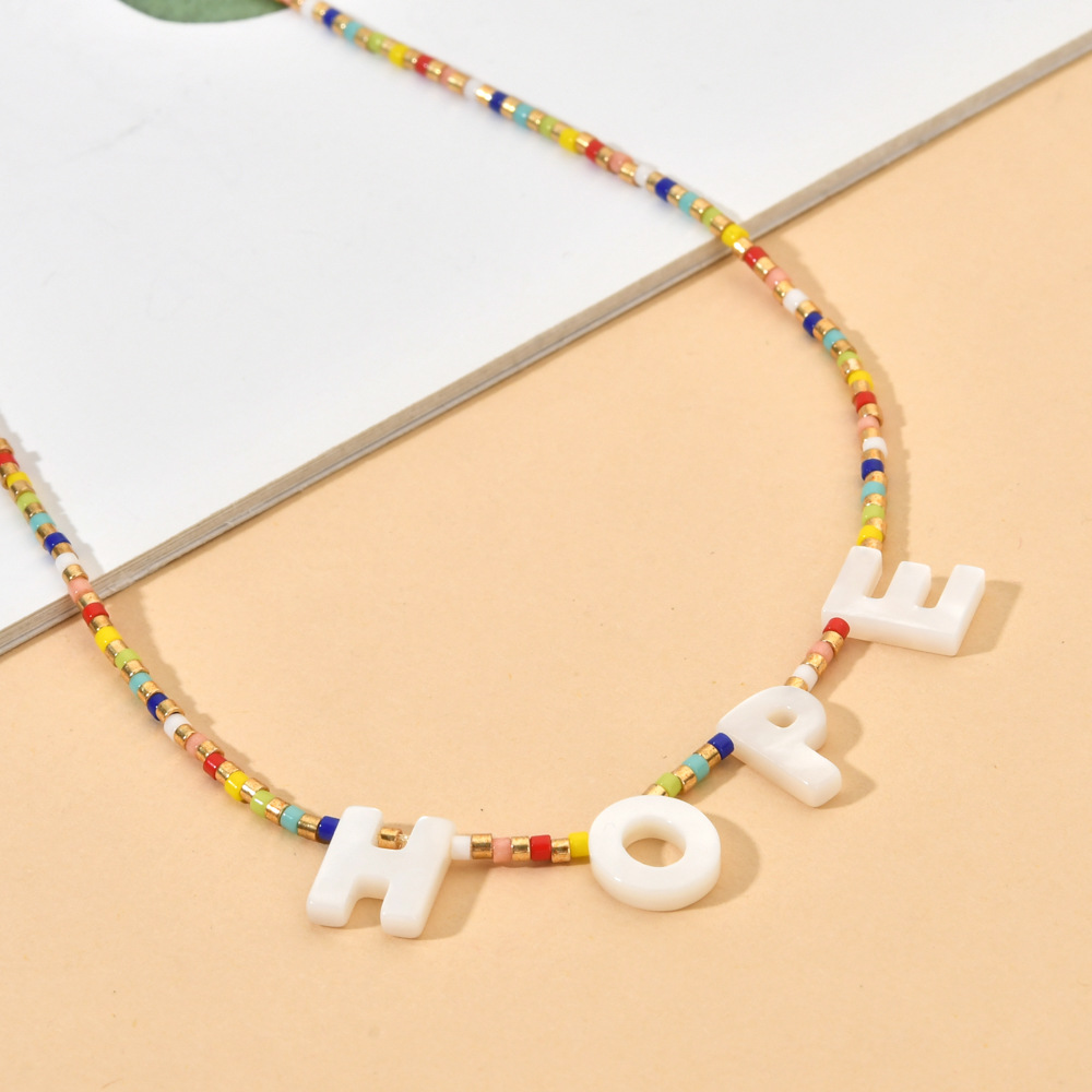 Beaded Design Bohemian Letter Glass Shell Beaded Women's Necklace