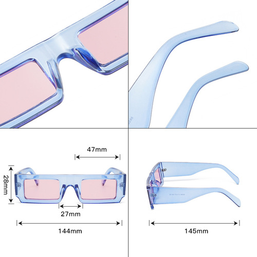 European and American new cross-border trendy retro sunglasses for women, small frame sunglasses for men, rectangular personalized street photography sun visors
