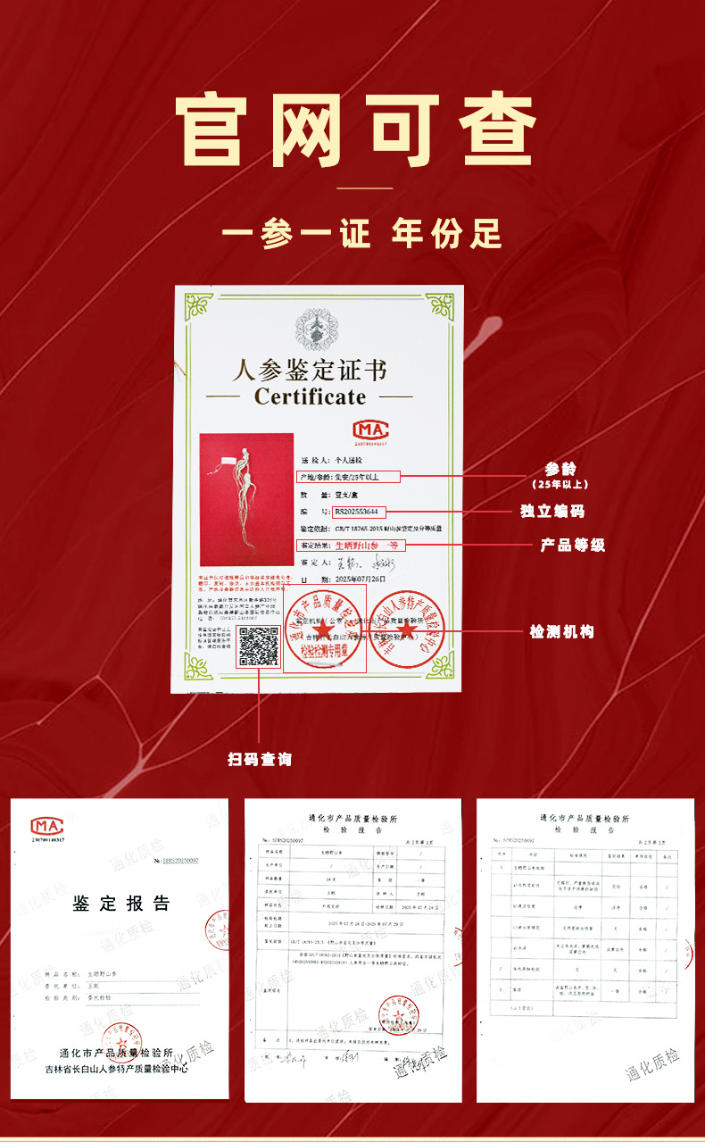 Changbai Mountain Wild Forest Ginseng Root Dried Whole Root for Traditional Herbal Decoction and Gift Box key features
