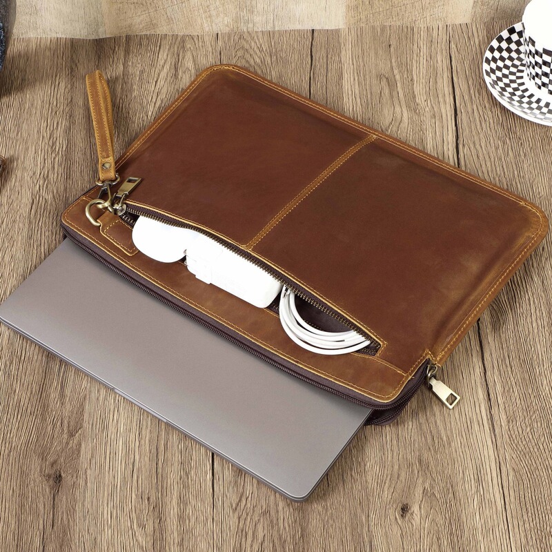 Suitable for New Macbookpro14 Protective Cover Genuine Leather Apple Laptop Cowhide Liner Bag in Stock Suitable for New Macbookpro14 Protective Cover Genuine Leather Apple Laptop Cowhide Liner Bag in Stock