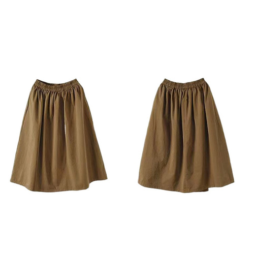 Cotton Spring Summer Skirt 2025 Slim Skirt Women's Elastic Waist Solid Color Large Size Large Hem Skirt Umbrella Skirt