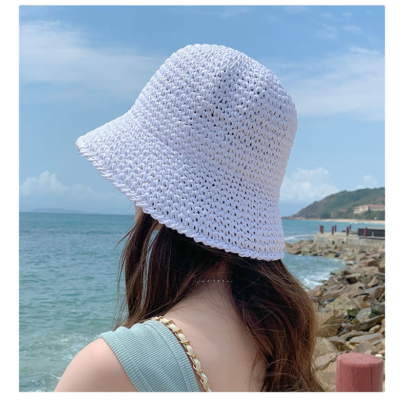 Women's Pastoral Simple Style Solid Color Wide Eaves Straw Hat display picture 2