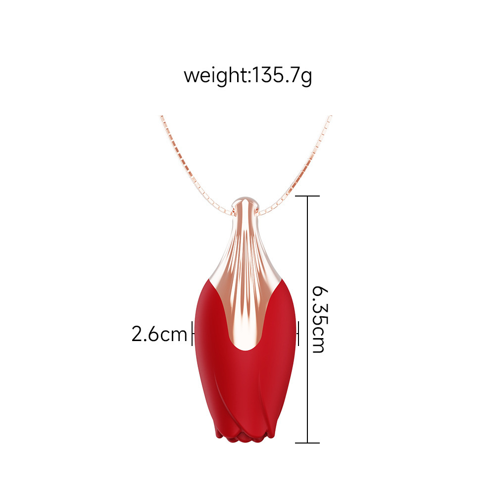 Rose Dolphin Vibrating Ring Necklace, Wearable Egg with Silicone Body and Quiet Motor — detail image 12
