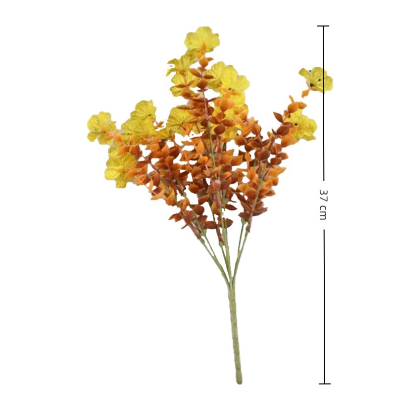 Amazon otoño flor artificial flor falsa artificial 7 tenedores eucalipto color otoñal violeta traje decoración flor decorativa