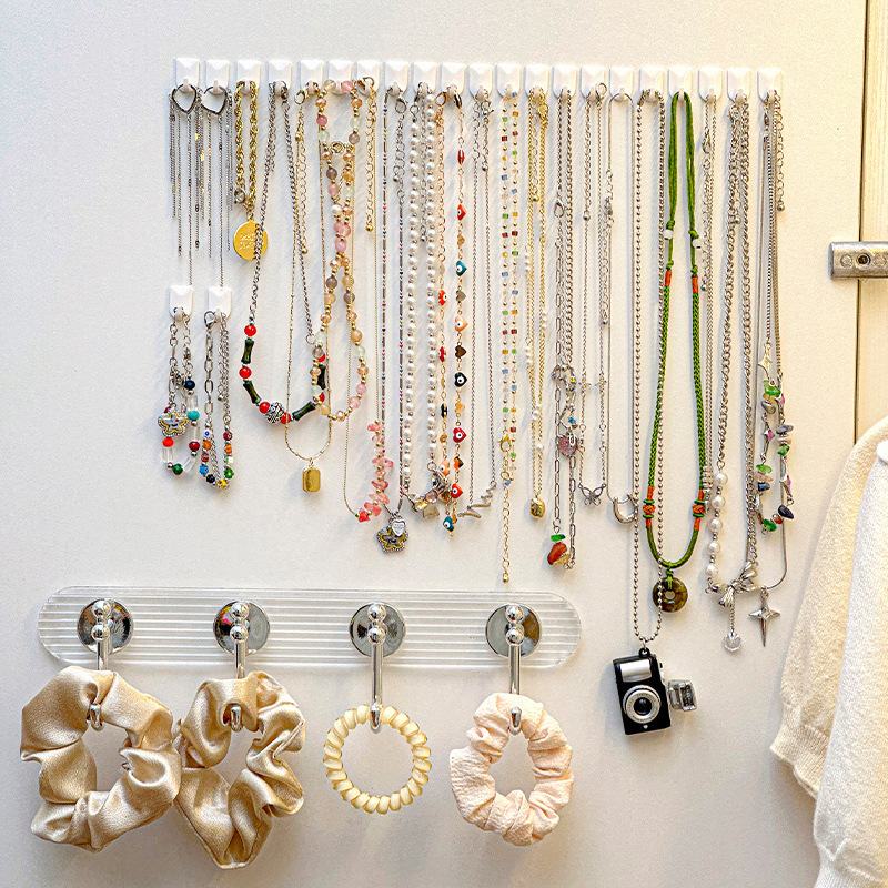 Small Hook Mini One Row of Traceless Cabinet Door Mirror Cabinet Door Necklace Hair Ring Non-Punching Internet Red Row Car Hook