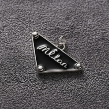 S925純銀倒三角吊墜黑色滴油字母鎖骨鏈氣質百搭款可愛N903