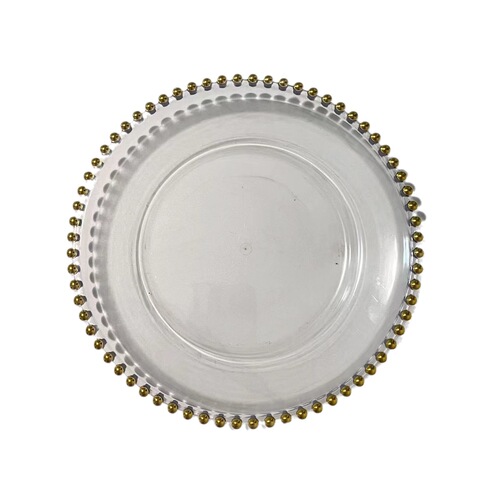 Classic transparent bead edge plate fruit plate wedding banquet plate European home decoration tray pastry snack plate