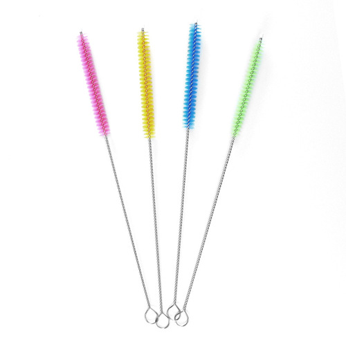 Direct Manufacturer Sales Stainless Steel Straw Brush Children's Milk Bottle Water Cup Brush Silicone Glass Test Tube Brush Nylon Cleaning Brush