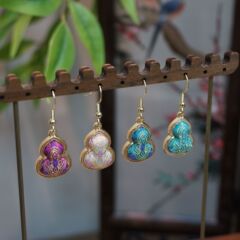 上久楷宋锦定胜纹系列葫芦形耳环布艺成品