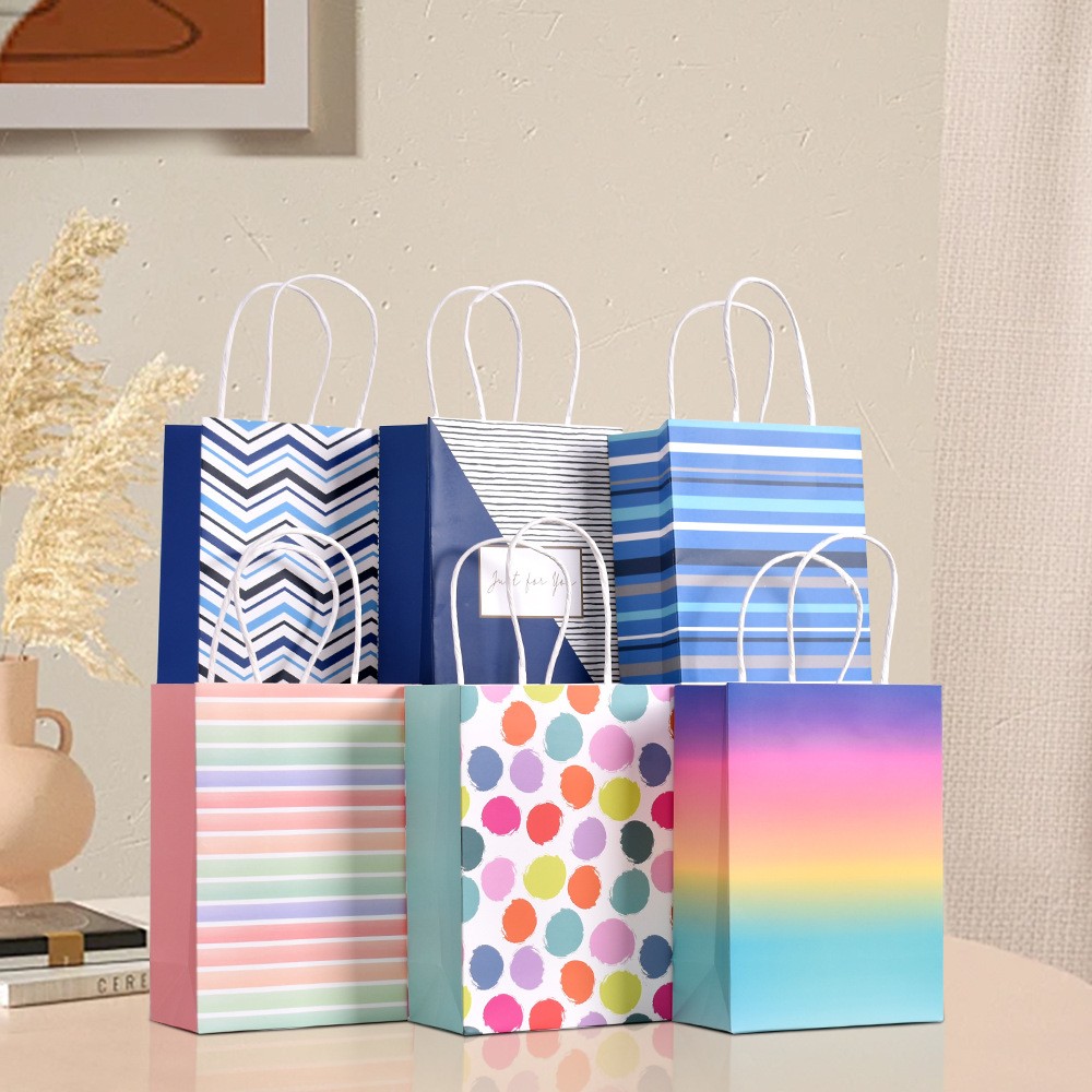 派对礼物生日装饰手提礼品袋手工多色印刷打包购物袋厂家直供现货
