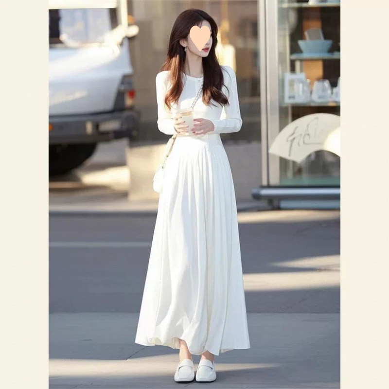 Spring High-End French-Style Exquisite Socialite Long Dress with a Sense of Sophistication for Formal Occasions, White Dress