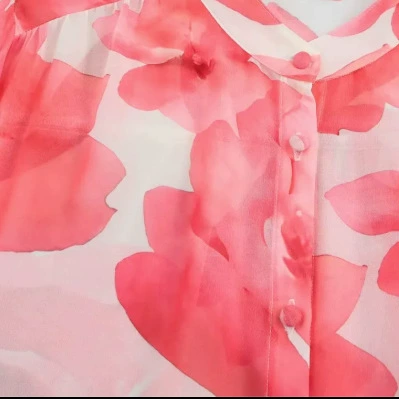 Wholesale 2025 Spring Long Sleeve Printed Chiffon Top Fashion Commuting Style Layered Women's Shirt KK2-5744