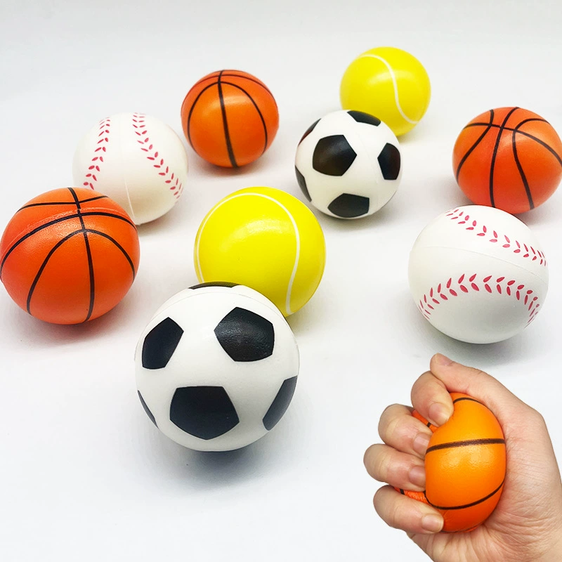 Лучший продаваемый на Amazon антистрессовый мяч 6 см для футбола и баскетбола из пенополиуретана, эластичный мяч для снятия напряжения, игрушка-антистресс.