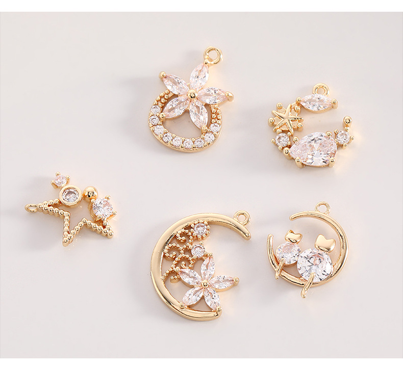 Basic Modern Style Classic Style Star Moon 14K Gold Plated Zircon Copper Wholesale Jewelry Accessories display picture 2