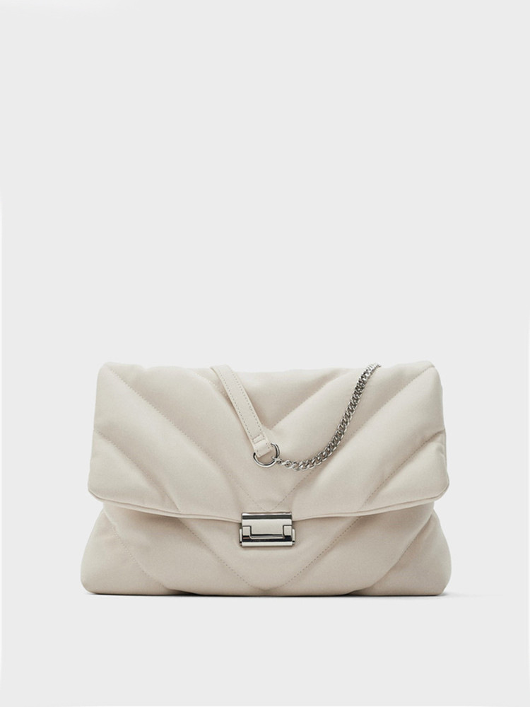 Z nuevo bolso de mujer blanco super grande bolso de hombro de quilting mujer 2025 moda simple bolso de cadena universal