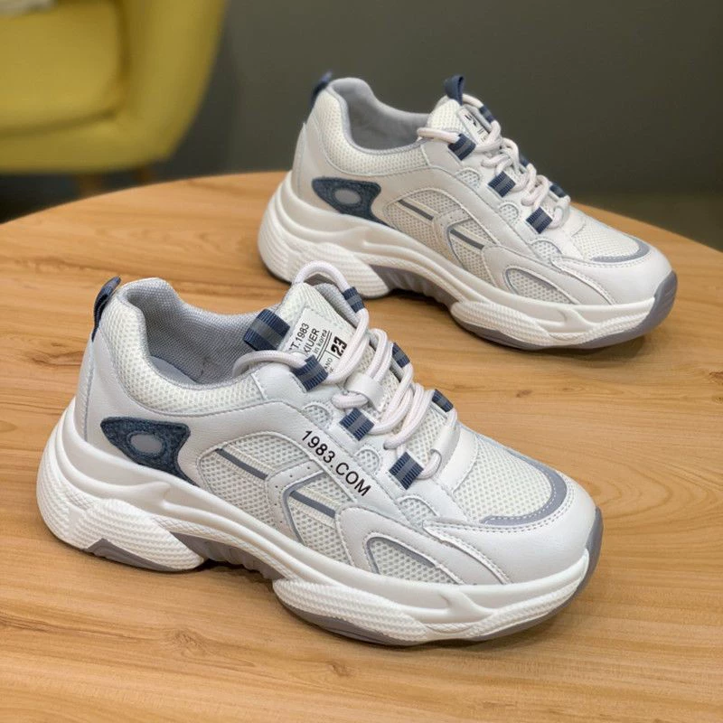 Женские кроссовки в стиле «dad shoes» на платформе, весна-осень 2025, новые, модные, удобные, на толстой подошве, увеличивающие рост, повседневные, белые, женская обувь