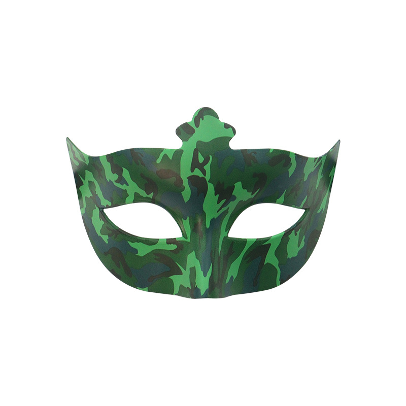 Halloween de alto grado adultos camuflaje máscara de mitad de cara decoración de disfraces de hombre fiesta máscara de cabeza plana de plástico