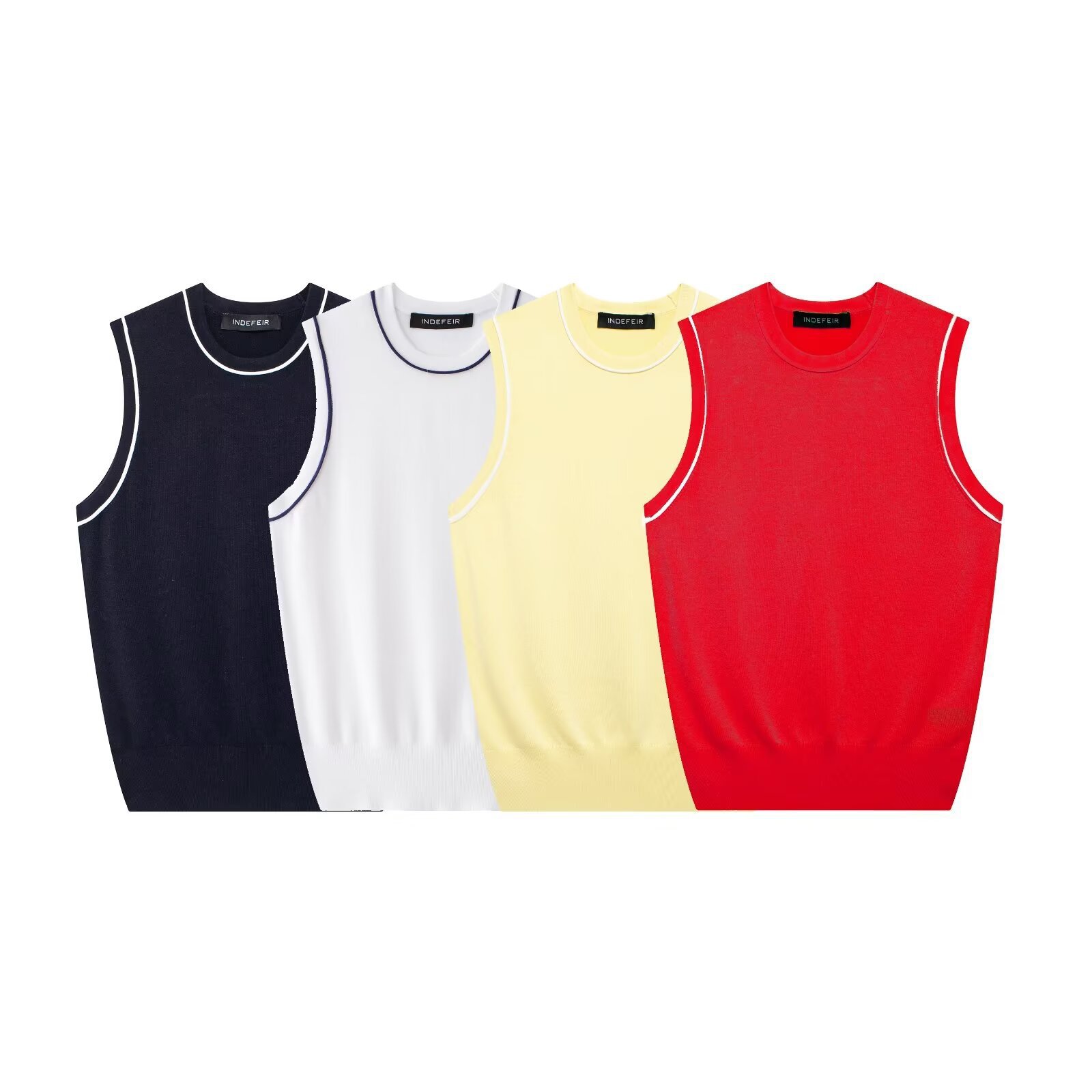 Vêtements pour cheveux extérieurs 2024 été nouvel article haut à aiguille plate à bordure de couleur contrastante pour femmes_voghion.com