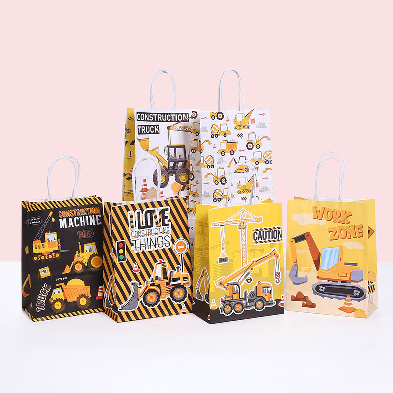 Amazon hot bag gift bag excavator printed packaging bag kraft paper shopping bag cartoon tote bag wholesale Amazon hot bag gift bag excavator printed packaging bag kraft paper shopping bag cartoon tote bag wholesale