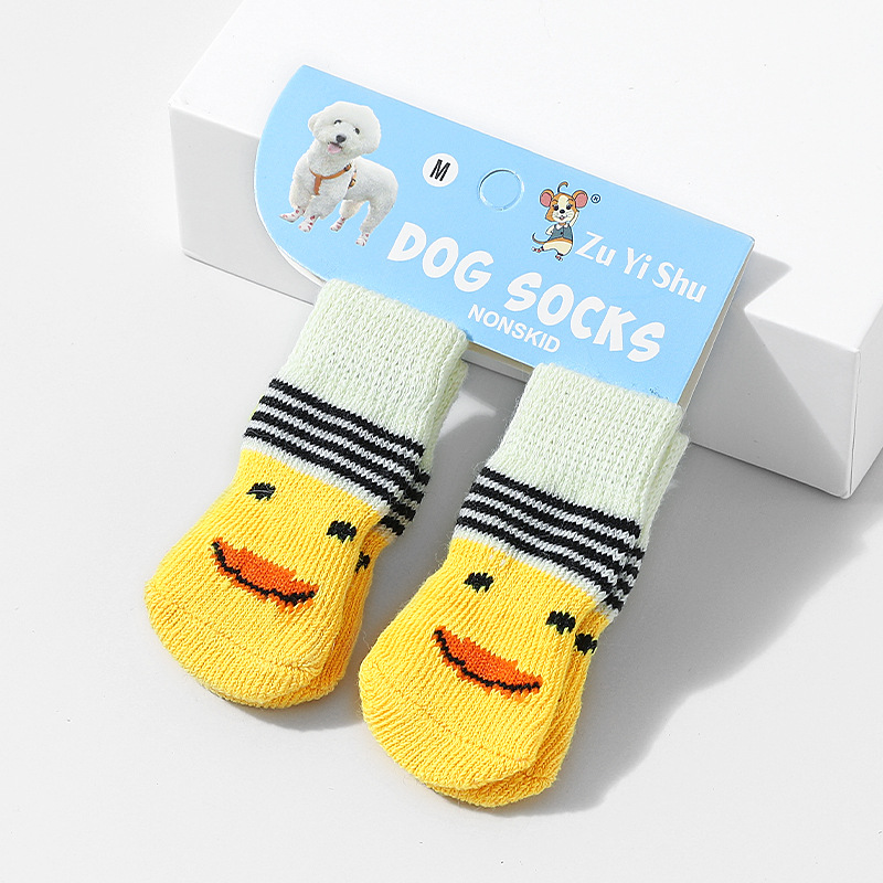 Nuevos calcetines para mascotas de alta calidad antideslizante inferior cachorro calcetines perro pie cubierta de peluche perro caniche calcetines de algodón suministros