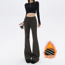 YC&复古辣妹百搭喇叭裤松弛慵懒垂感运动裤休闲裤女秋冬&常规加绒