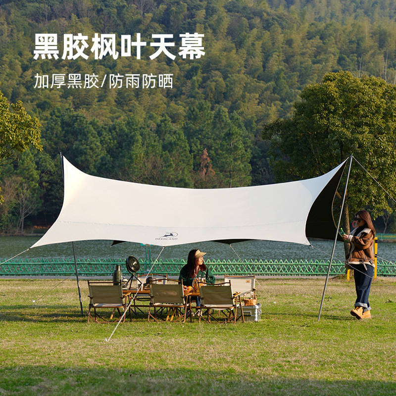 deerland outdoor camping canopy tent black glue sunscreen large butterfly octagonal portable