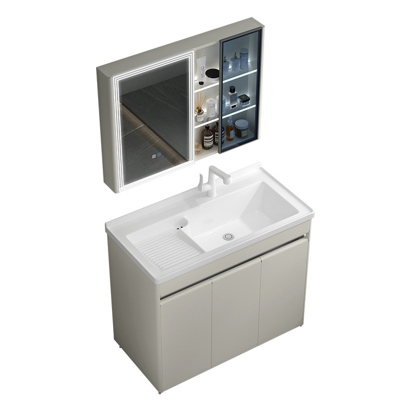 304 acero inoxidable lavabo gabinete combinación balcón lavabo lavabo integral lavabo cerámico lavabo con placa de fricción