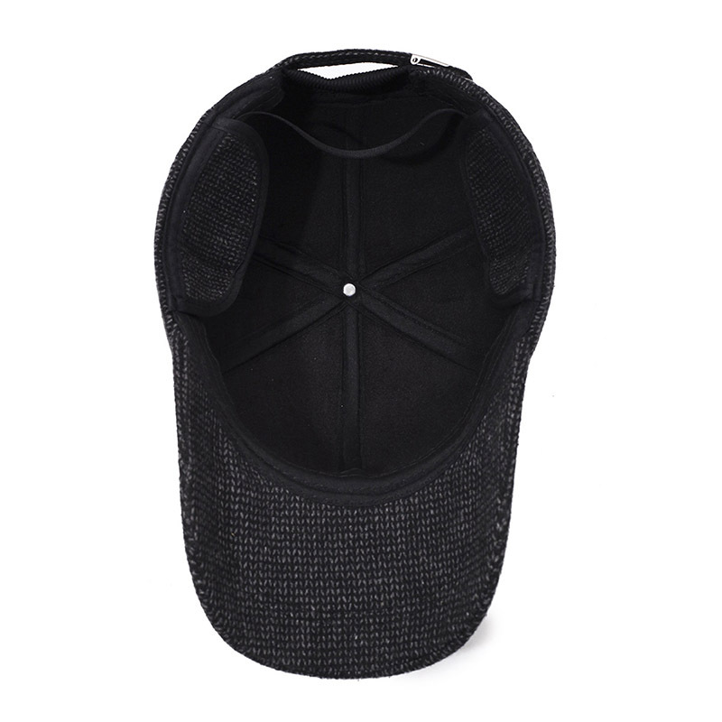 Woolen Baseball Cap For Men Warm Winter Ear Protection Dad Hat_voghion.com
