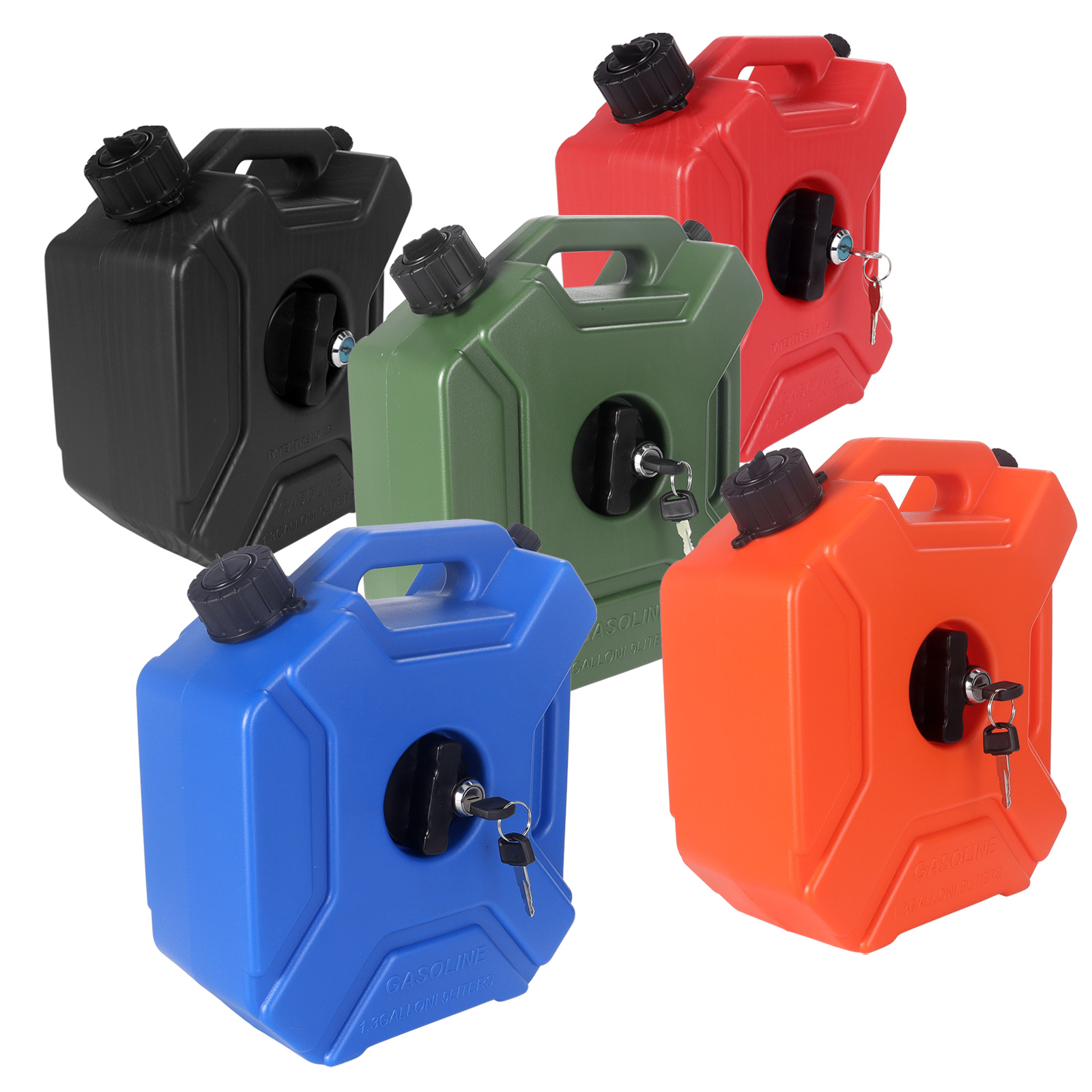Wholesale Car and Motorcycle Spare Fuel Tank 5L with Lock Emergency Oil Pot Diesel Gasoline Plastic Oil Barrel Thickeneded Cross-Border